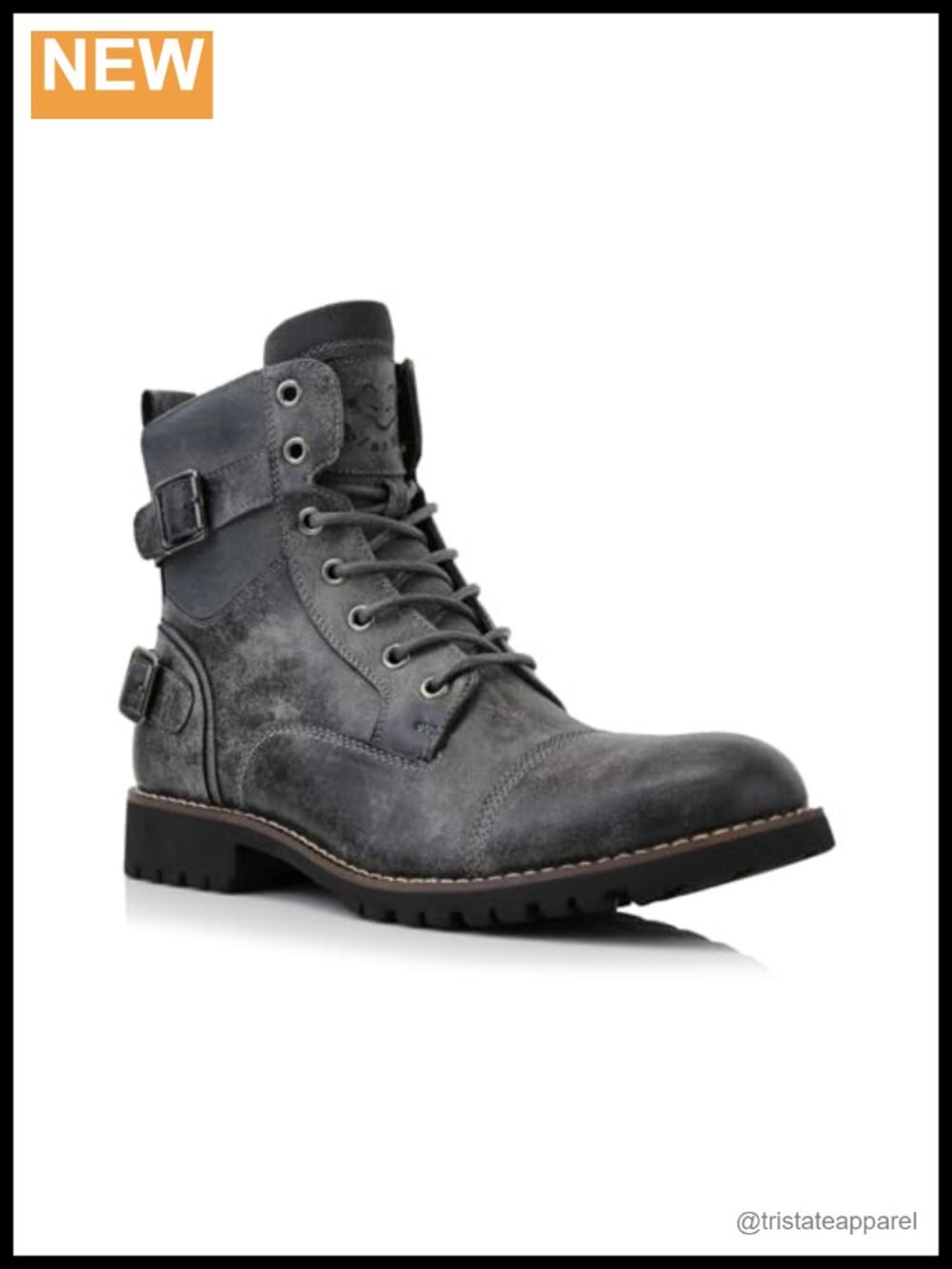 Men's Military Combat Boots Synthetic Leather Cap Toe Lace-Up Side Zipper